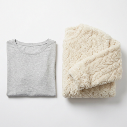 Thin worn pyjamas compared with the thick plush Avenzo Cosy Pyjama Set