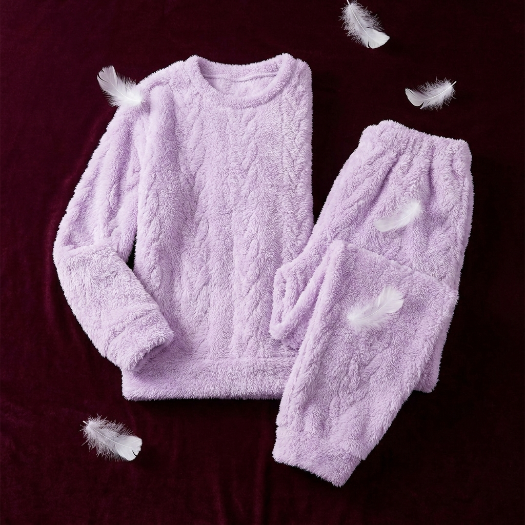 Avenzo Cosy Pyjama Set in soft lilac, top and matching trousers